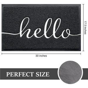 Hello Door Mat Durable Low Profile Floor Mat Non Slip Indoor Outdoor 30x17.5 Rug